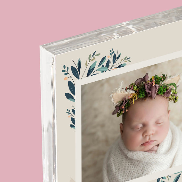 Születési Emléklap: Adatok, Virágok - Akrilüveg