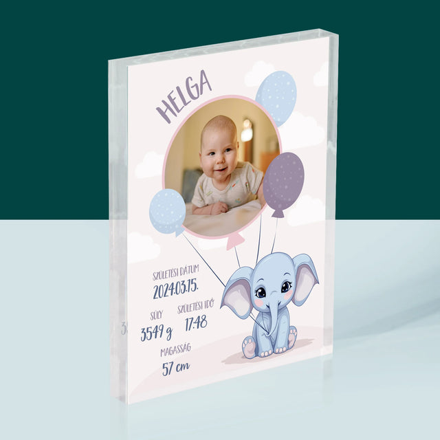 Születési Emléklap: Adatok, Elefánt - Akrilüveg