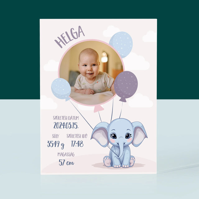 Születési Emléklap: Adatok, Elefánt - Akrilüveg