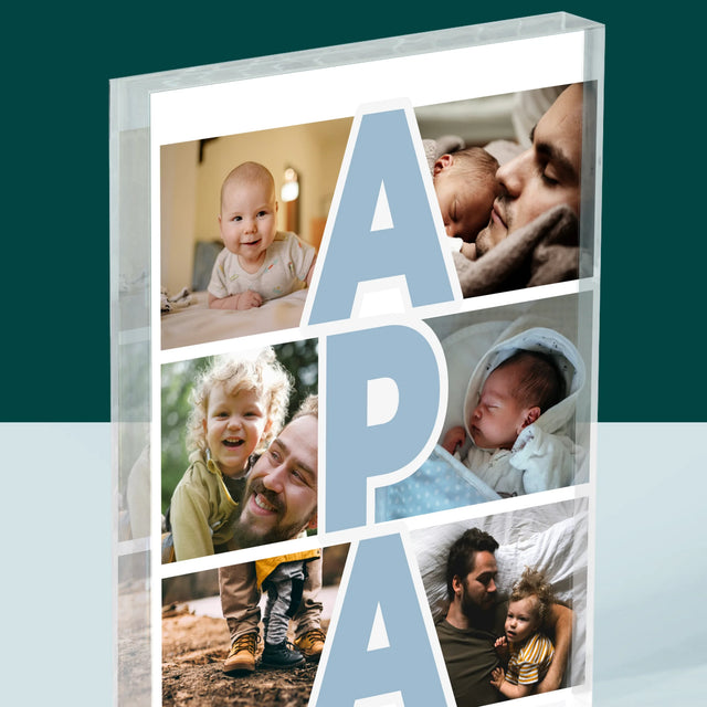 Fotókollázs: Felirat Apa - Akrilüveg