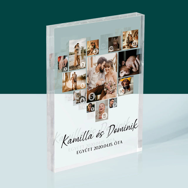 Fotókollázs: Szív Alakú Kollázs Képekből - Akrilüveg