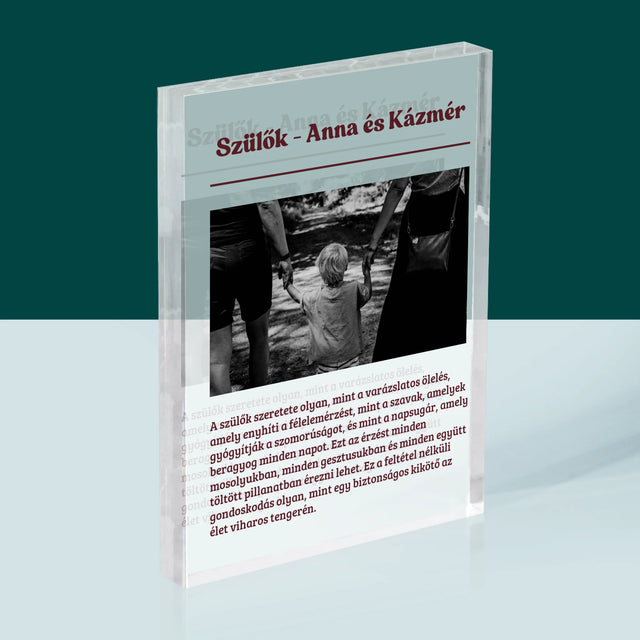 Fotó És Felirat: Szülők Szeretete - Akrilüveg