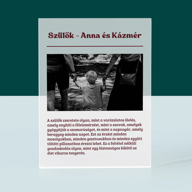 Fotó És Felirat: Szülők Szeretete - Akrilüveg