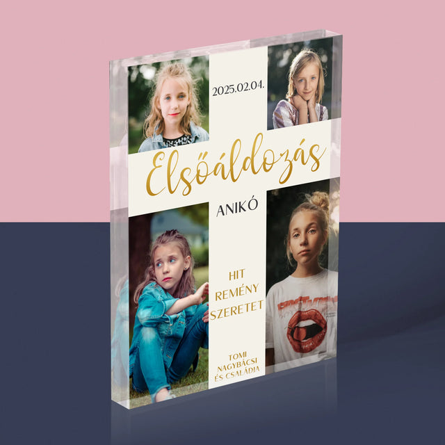 Fotókollázs: Elsőáldozás, Kereszt - Akrilüveg