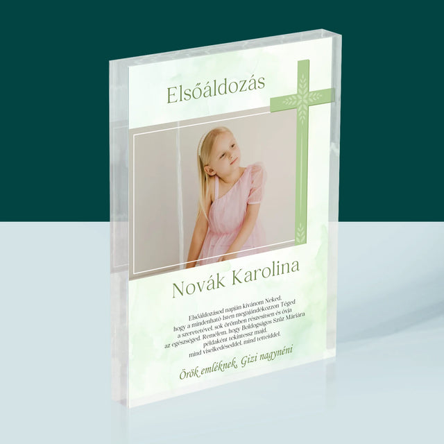 Fotó És Felirat: Elsőáldozási Fénykép Kereszttel - Akrilüveg