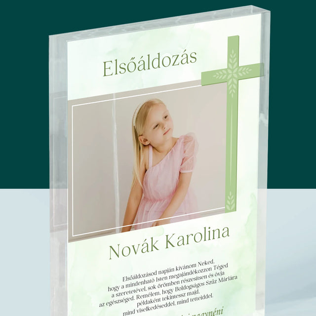 Fotó És Felirat: Elsőáldozási Fénykép Kereszttel - Akrilüveg