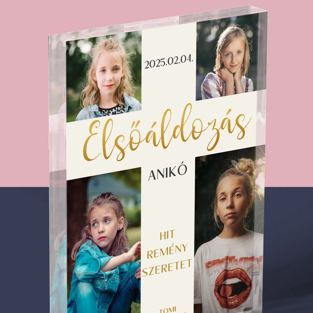 Fotókollázs: Elsőáldozás, Kereszt - Akrilüveg