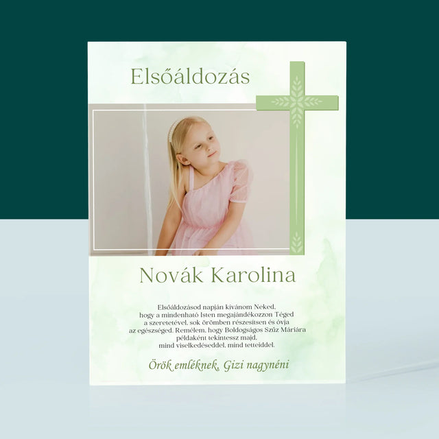 Fotó És Felirat: Elsőáldozási Fénykép Kereszttel - Akrilüveg