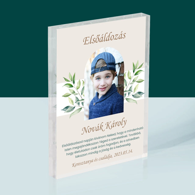 Fotó És Felirat: Elsőáldozás, Ünnepi Köszöntés - Akrilüveg