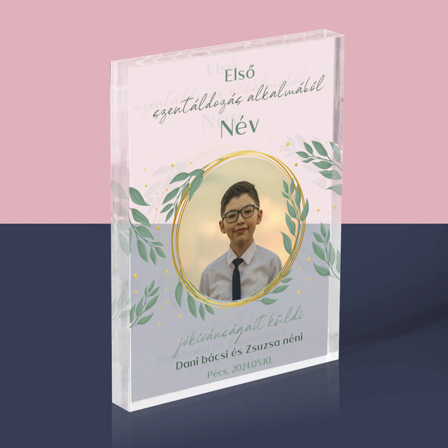 Fotó És Felirat: Első Szentáldozás Alkalmából - Akrilüveg