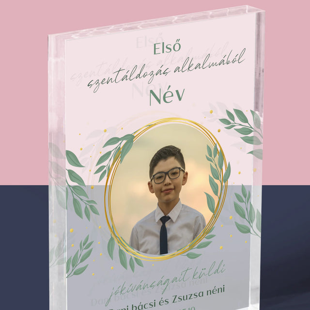 Fotó És Felirat: Első Szentáldozás Alkalmából - Akrilüveg