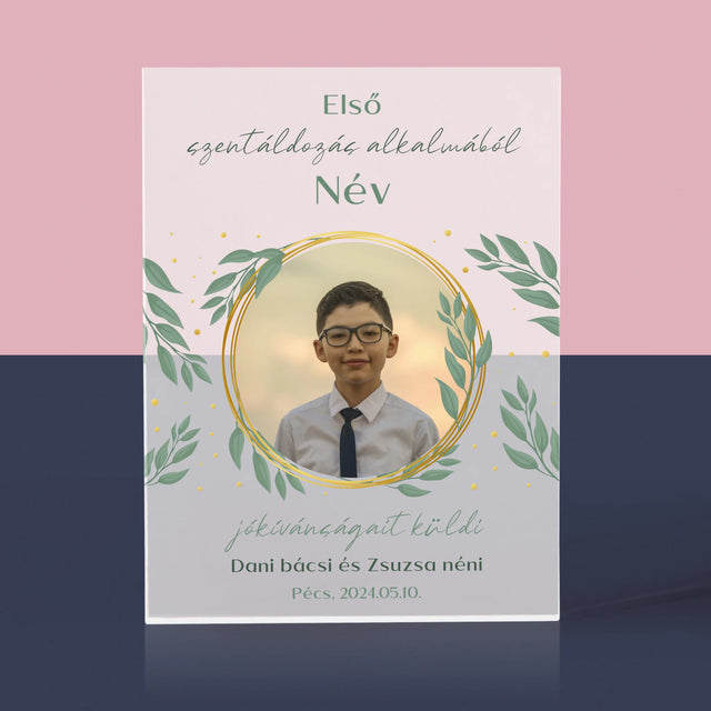 Fotó És Felirat: Első Szentáldozás Alkalmából - Akrilüveg