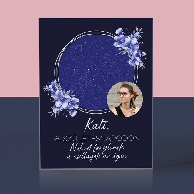 Csillagtérkép: Csillagtérkép: Születésnapi Csillagfény - Akrilüveg