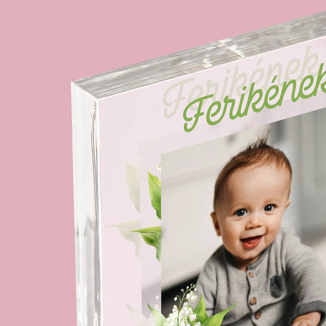 Fotó És Felirat: Keresztelői Emlék Hóvirág - Akrilüveg