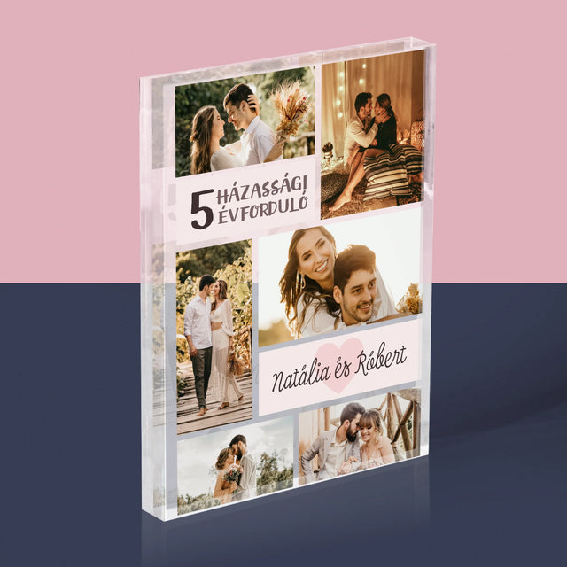 Fotókollázs: 5. Házassági Évforduló - Akrilüveg