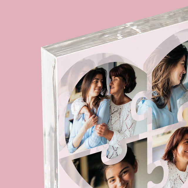 Fotókollázs: Szív Alakú Kirakó Anyának - Akrilüveg