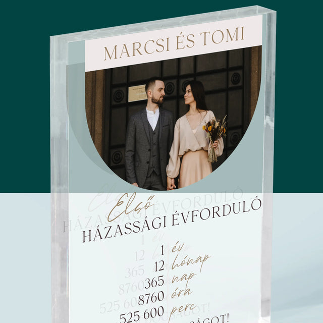 Fotó És Felirat: Első Házassági Évforduló - Akrilüveg