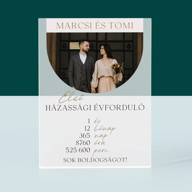 Fotó És Felirat: Első Házassági Évforduló - Akrilüveg