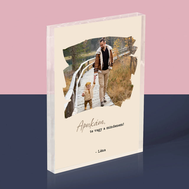 Fotó és aláírás: Üdvözlőlap apának - Akril blokk nyomattal | HU