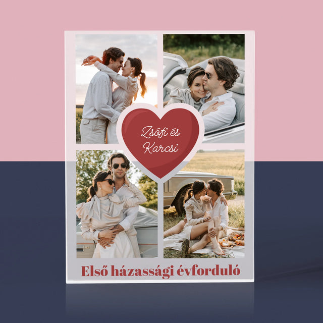 Fotókollázs: Első Évforduló Szív - Akrilüveg