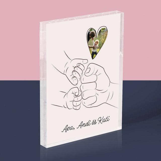 Fotó És Felirat: Apa Gyerek Kezecske - Akrilüveg
