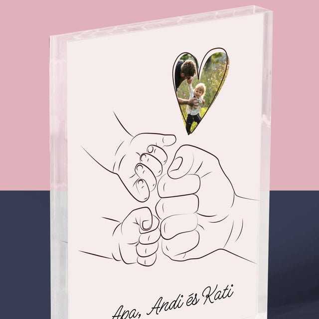 Fotó És Felirat: Apa Gyerek Kezecske - Akrilüveg