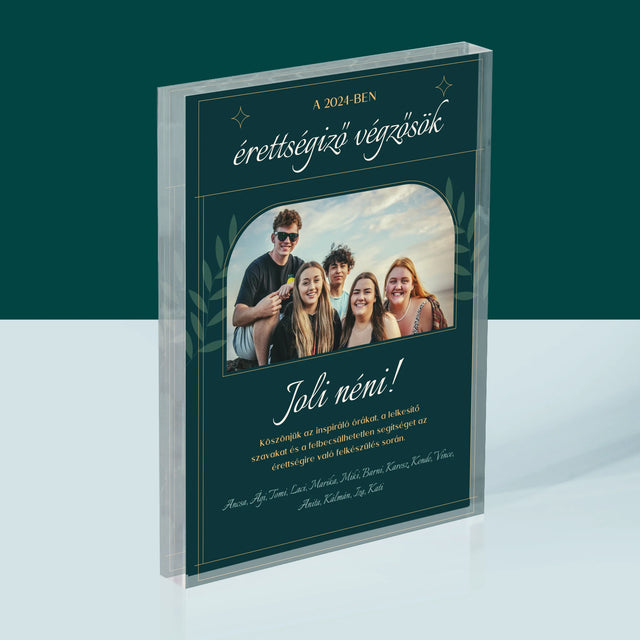 Monogram: Köszönet A Tanítónak - Akrilüveg