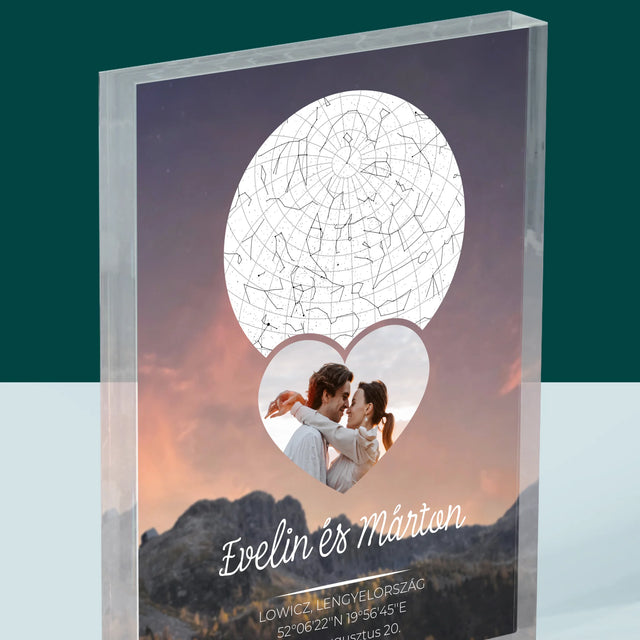 Csillagtérkép: Szerelmes Pár A Hegyekben - Akrilüveg