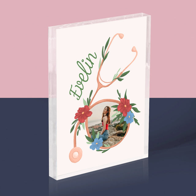 Fotó És Felirat: Sztetoszkóp Virágok - Akrilüveg