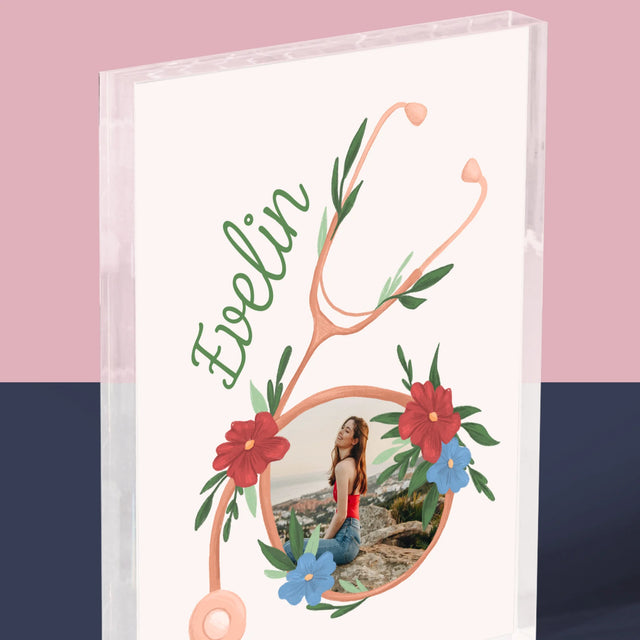 Fotó És Felirat: Sztetoszkóp Virágok - Akrilüveg