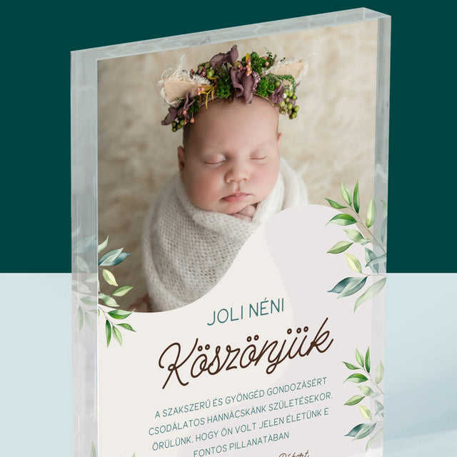 Fotó És Felirat: Köszönet A Szülésznőnek - Akrilüveg