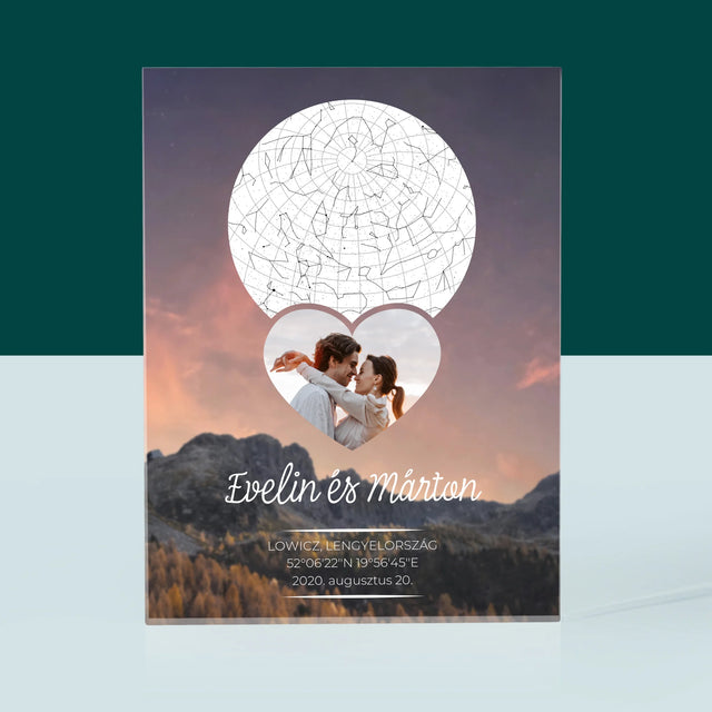 Csillagtérkép: Szerelmes Pár A Hegyekben - Akrilüveg