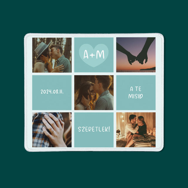 Fotókollázs: Szeretlek, Iniciálék - Egéralátét