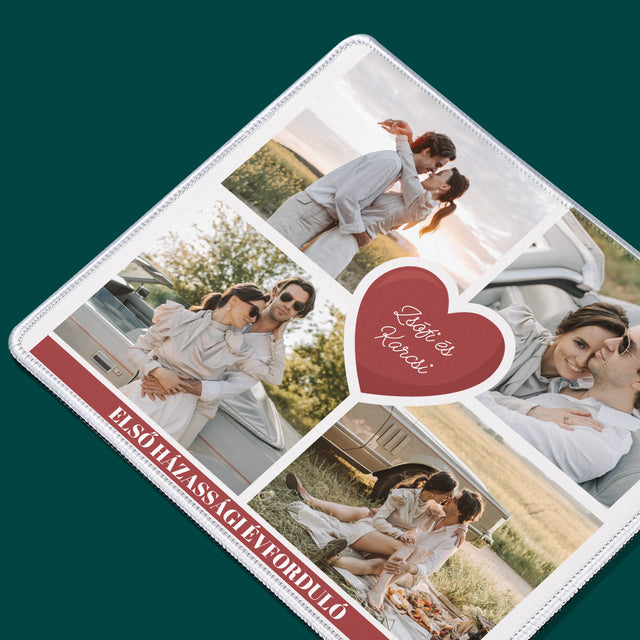 Fotókollázs: Első Évforduló Szív - Egéralátét