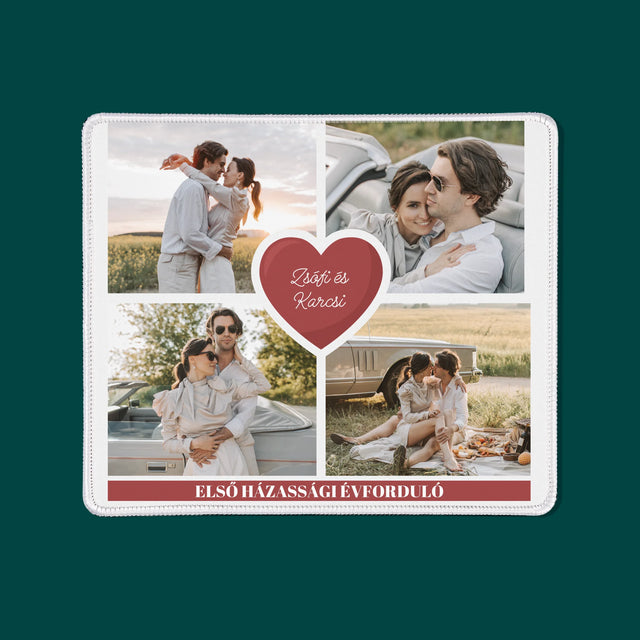 Fotókollázs: Első Évforduló Szív - Egéralátét