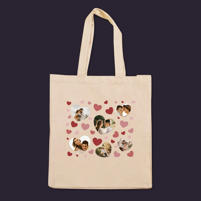 Fotókollázs: Szívecskés Képek - Vászontáska