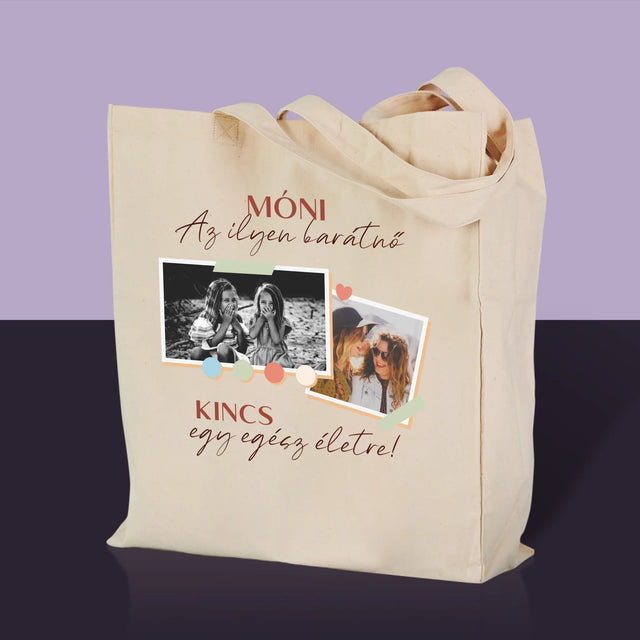 Fotókollázs: Barátnő, Kincs - Vászontáska