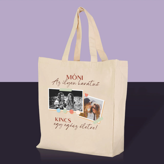 Fotókollázs: Barátnő, Kincs - Vászontáska