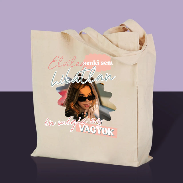 Fotó És Felirat: Senki Sem Hibátlan - Vászontáska