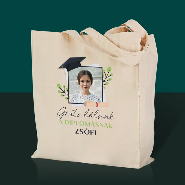 Fotó És Felirat: Gratulálunk A Diplomásnak - Vászontáska