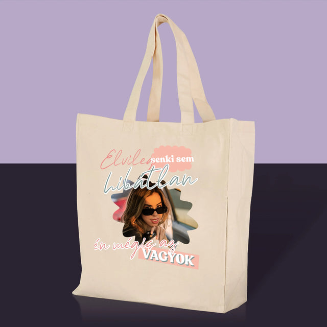 Fotó És Felirat: Senki Sem Hibátlan - Vászontáska