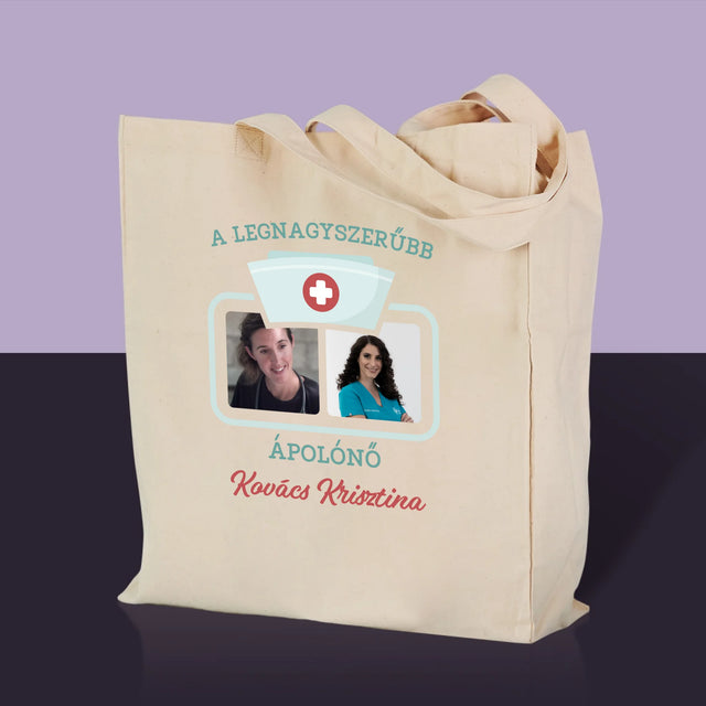 Fotókollázs: A Legnagyszerűbb Ápolónő - Vászontáska