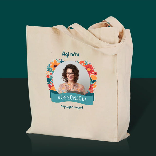 Fotó És Felirat: Köszönet Az Óvónőnek - Vászontáska