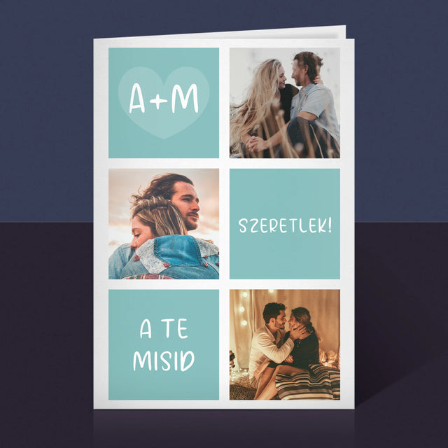 Fotókollázs: Szeretlek, Iniciálék - Üdvözlőlap