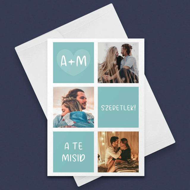 Fotókollázs: Szeretlek, Iniciálék - Üdvözlőlap
