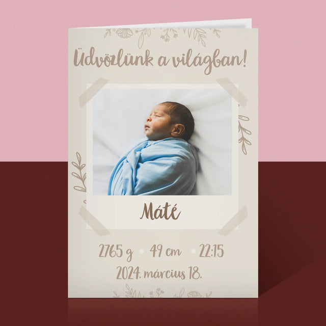Születési Emléklap: Irat Ágakkal - Üdvözlőlap