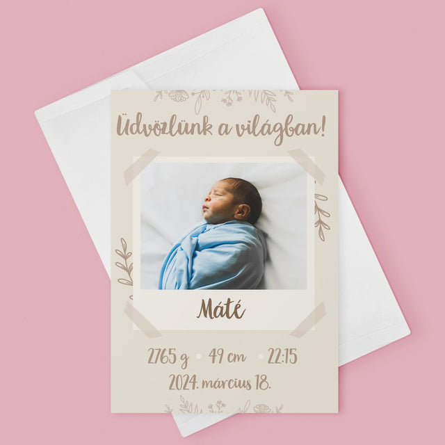 Születési Emléklap: Irat Ágakkal - Üdvözlőlap