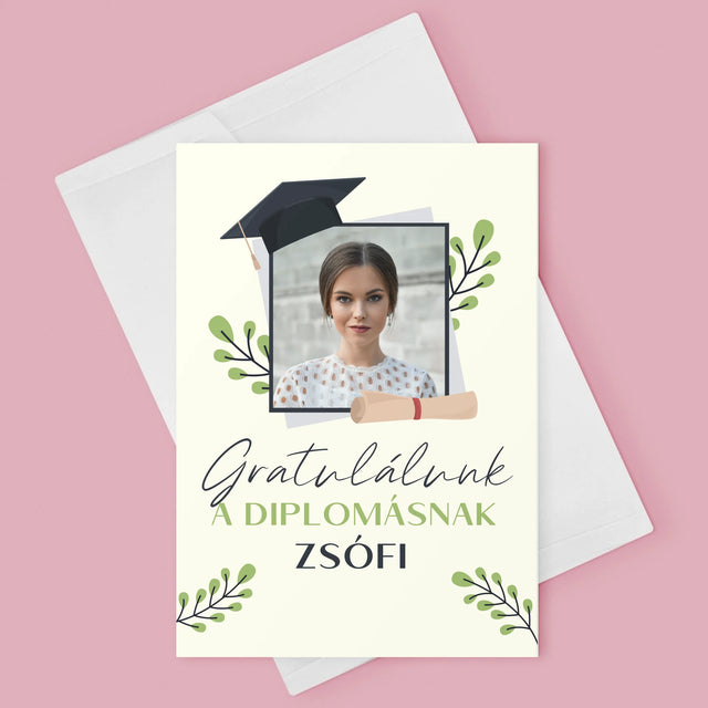 Fotó És Felirat: Gratulálunk A Diplomásnak - Üdvözlőlap