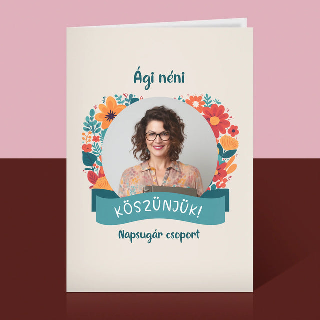 Fotó És Felirat: Köszönet Az Óvónőnek - Üdvözlőlap