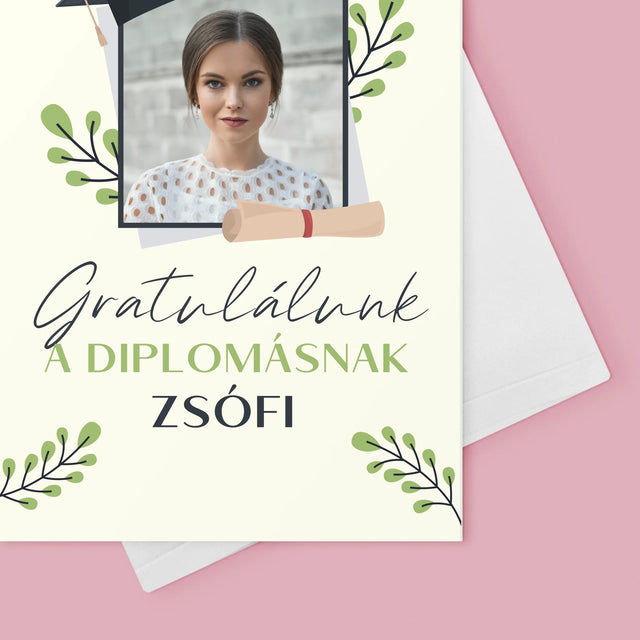 Fotó És Felirat: Gratulálunk A Diplomásnak - Üdvözlőlap